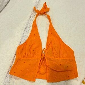 Colorful Eyelet Halter Top